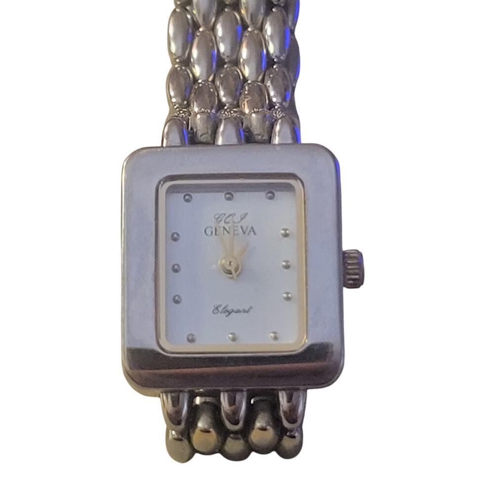 Geneva Elegant Womens Cocktail Watch new battery square dial Y2K‎ matching band